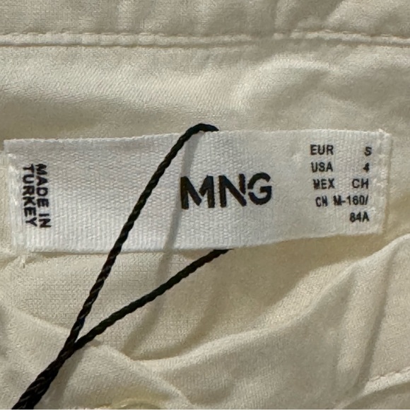 NWT MANGO MNG Size 4 Sml BOHO Cream Blouse Puff Sleeve Lace Insert Romantic NEW - Picture 9 of 13